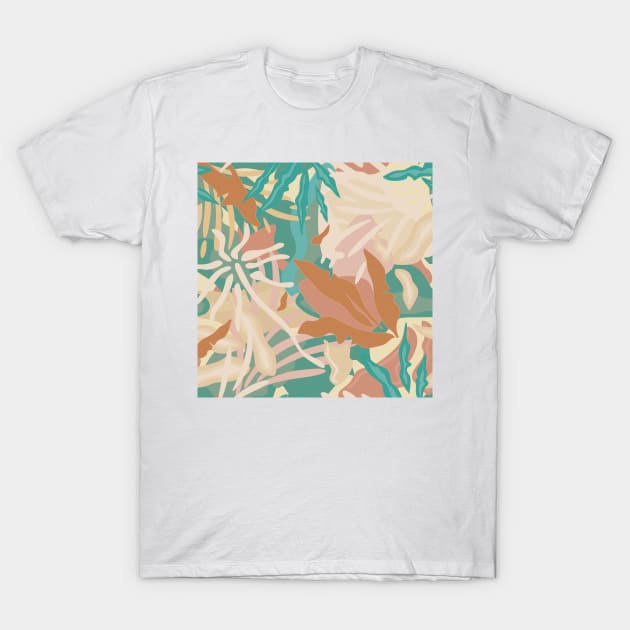 Abstract Tropical Plants / Turquoise and Pastels T-Shirt by matise